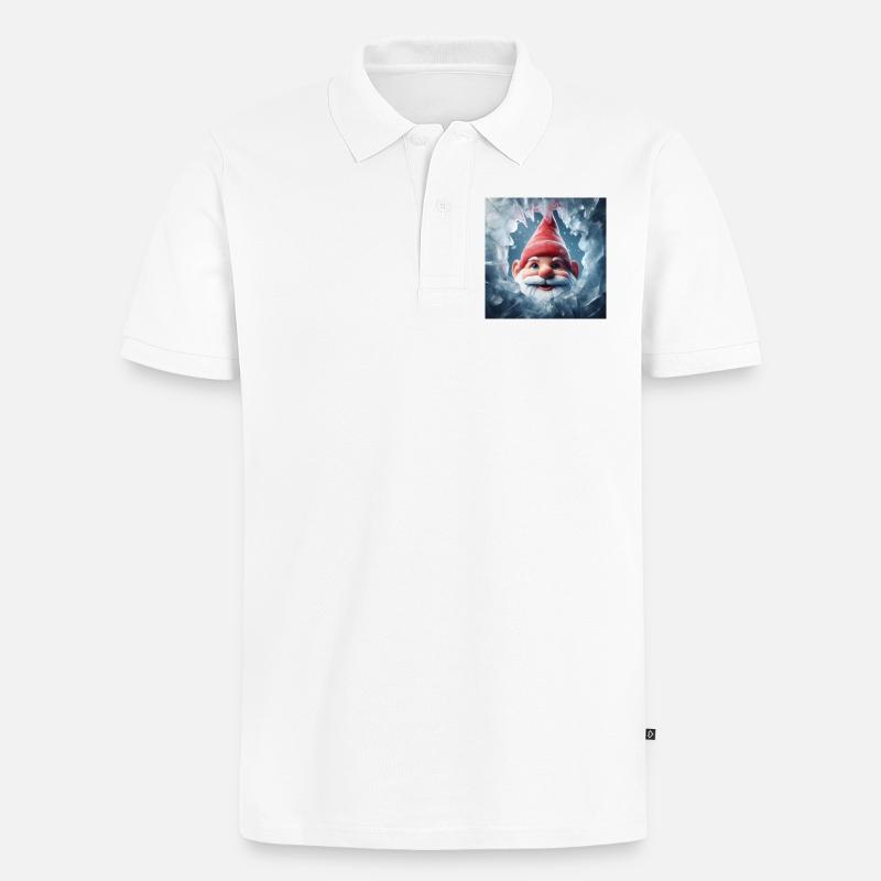 Wichtel schaut durch Eis - Männer Premium Bio Polo Shirt - Weiß