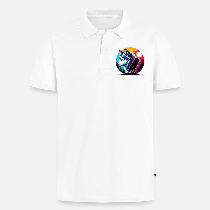 Wolf - Männer Premium Bio Polo Shirt - Weiß