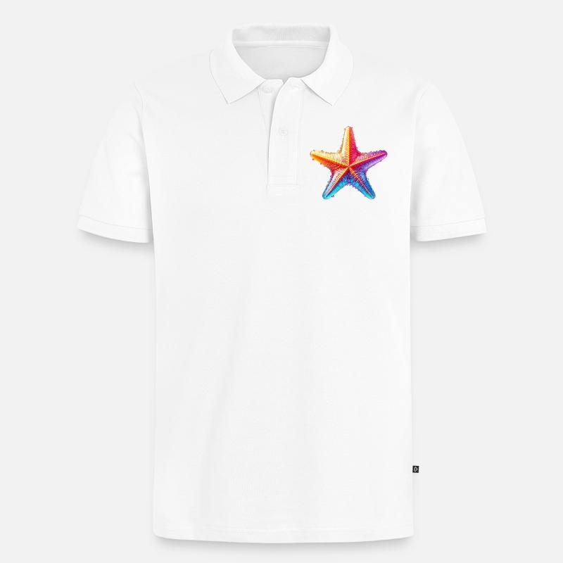Seestern - Männer Premium Bio Polo Shirt - Weiß