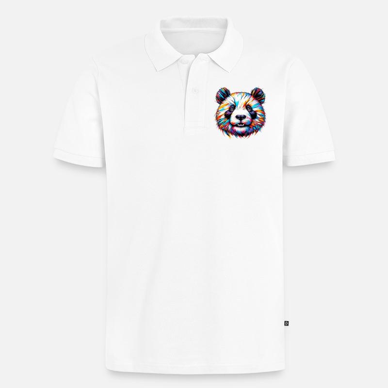 Panda - Männer Premium Bio Polo Shirt - Weiß