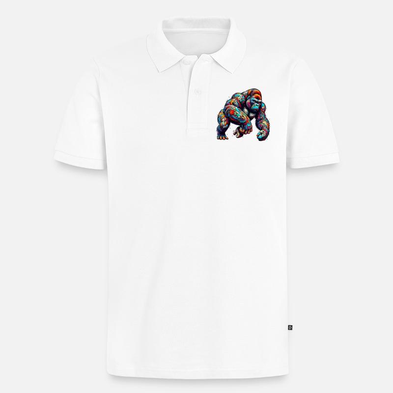 Gorilla - Männer Premium Bio Polo Shirt - Weiß
