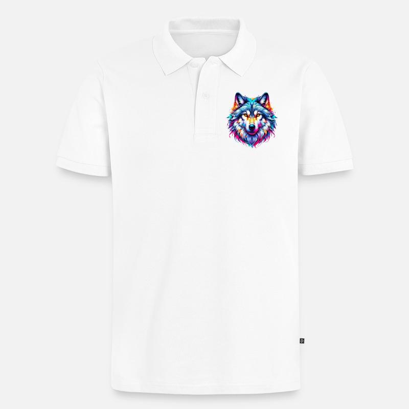 Wolf - Männer Premium Bio Polo Shirt - Weiß