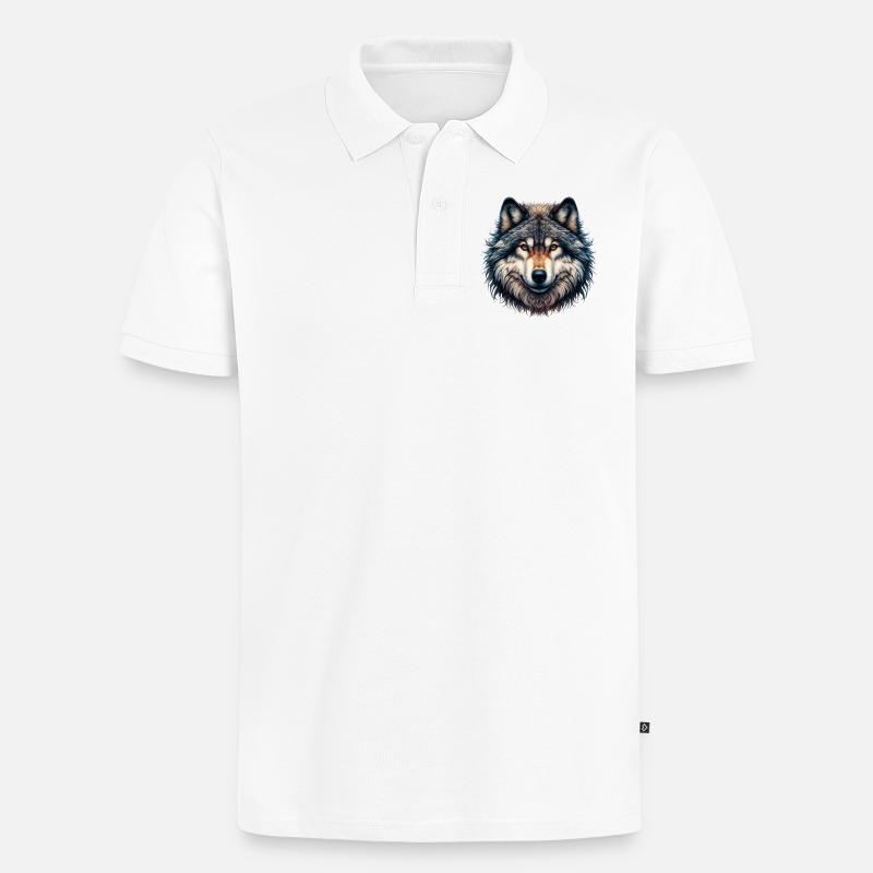 Wolf - Männer Premium Bio Polo Shirt - Weiß