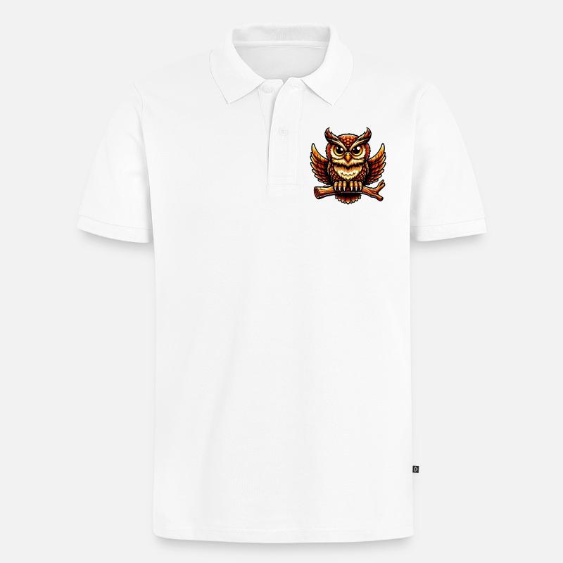 Eule - Männer Premium Bio Polo Shirt - Weiß