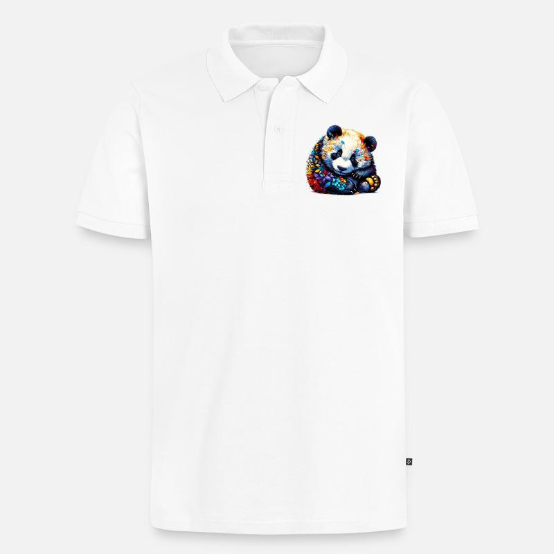 Panda - Männer Premium Bio Polo Shirt - Weiß