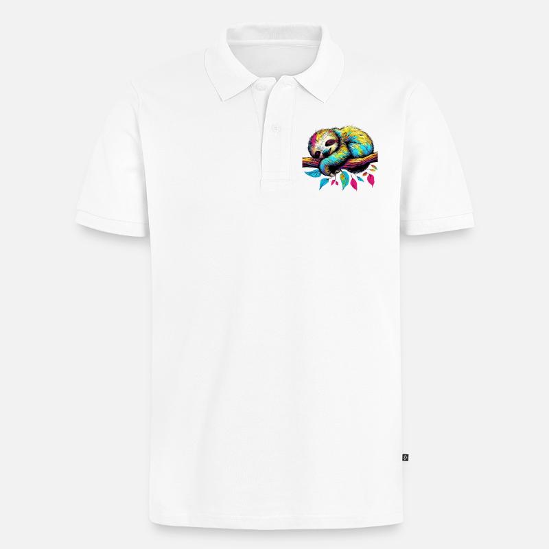 Faultier - Männer Premium Bio Polo Shirt - Weiß