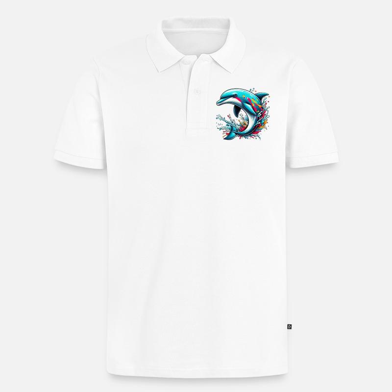 Delfin - Männer Premium Bio Polo Shirt - Weiß