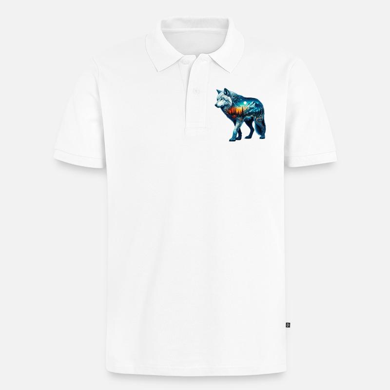 Wolf - Männer Premium Bio Polo Shirt - Weiß