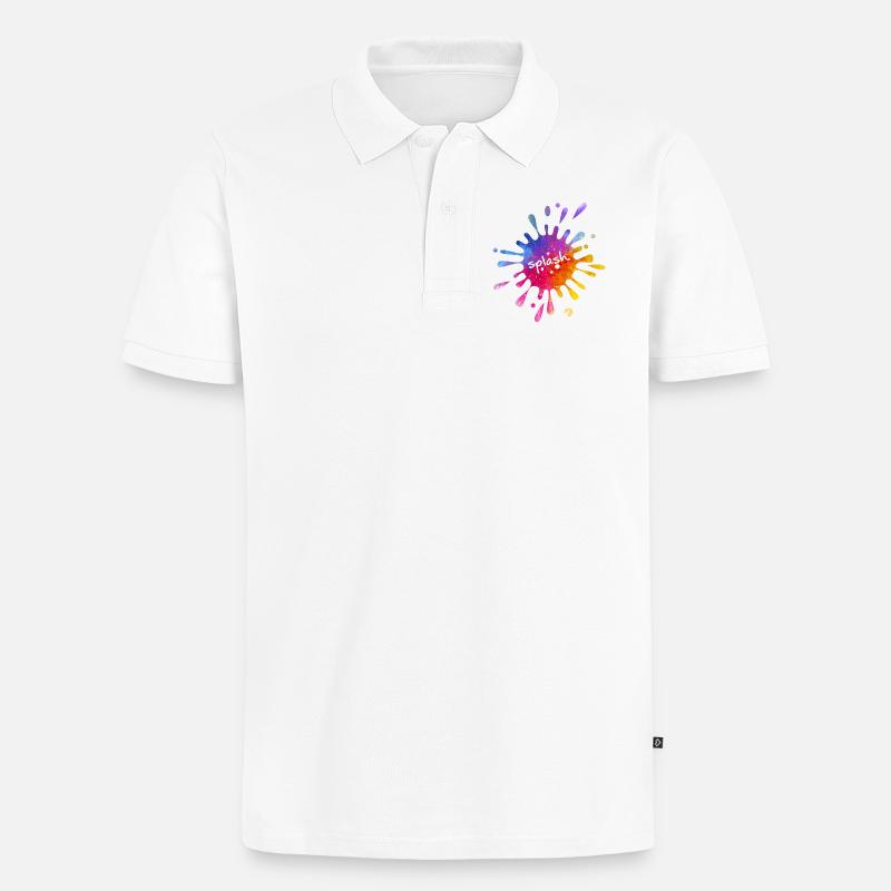 Splash - bunter Farbklecks - Männer Premium Bio Polo Shirt - Weiß