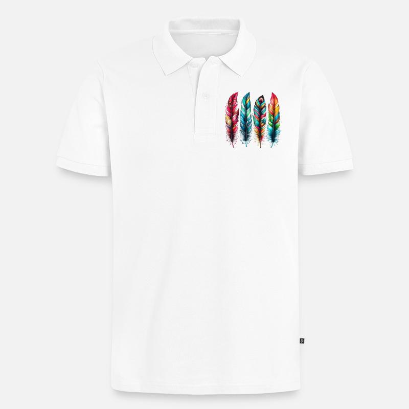 Feder - Männer Premium Bio Polo Shirt - Weiß
