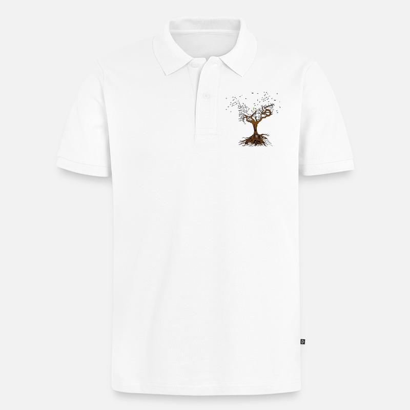 Lebensbaum - Männer Premium Bio Polo Shirt - Weiß