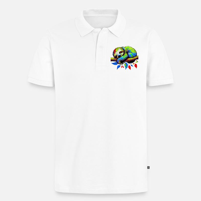 Faultier - Männer Premium Bio Polo Shirt - Weiß