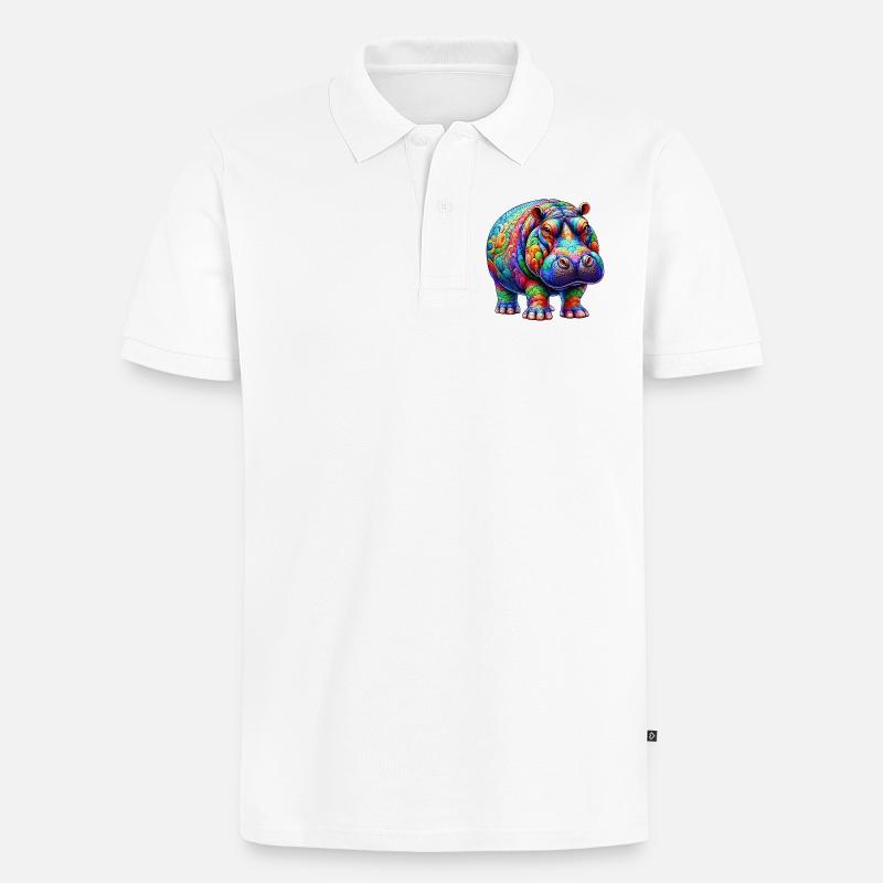 Nilpferd - Männer Premium Bio Polo Shirt - Weiß