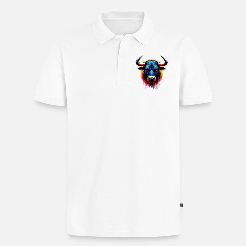 Stier - Männer Premium Bio Polo Shirt - Weiß