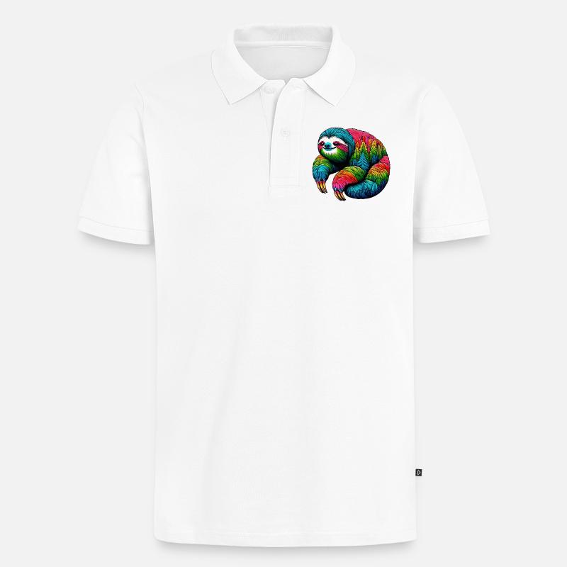 Faultier - Männer Premium Bio Polo Shirt - Weiß