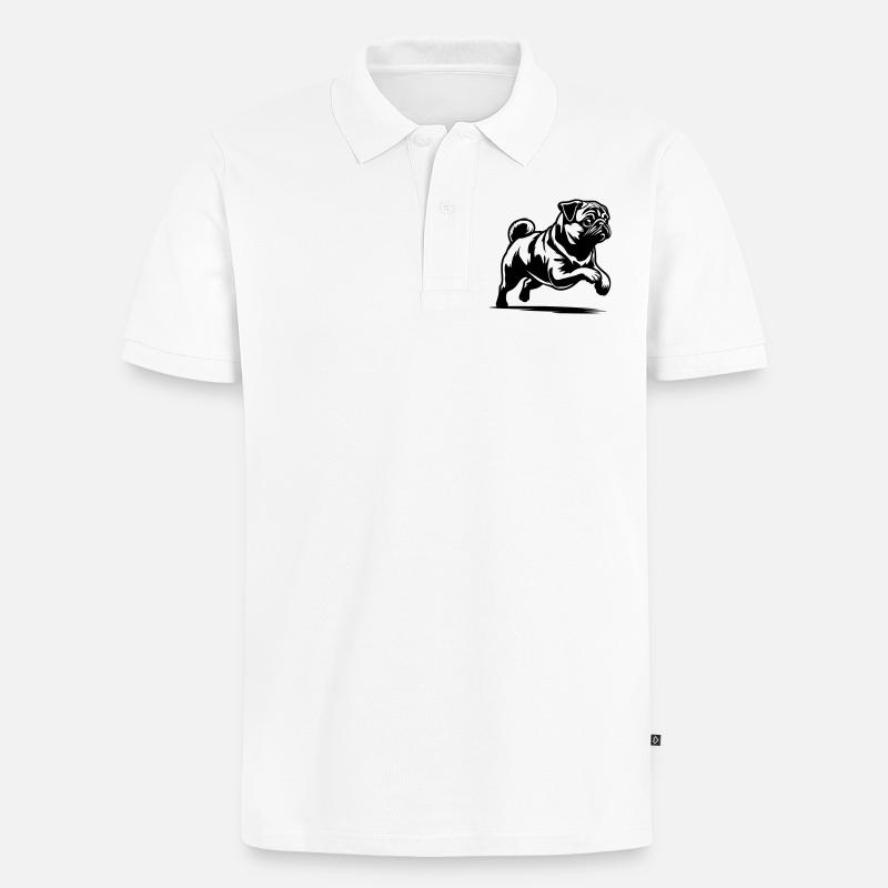 Mops - Männer Premium Bio Polo Shirt - Weiß