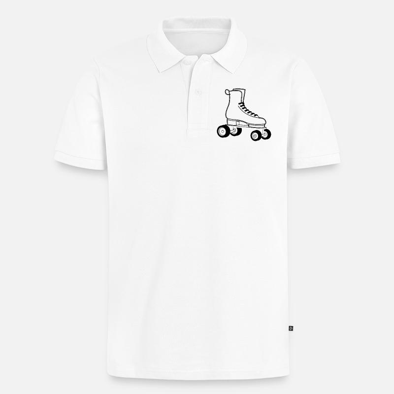 Rollerskates Line Art - Männer Premium Bio Polo Shirt - Weiß