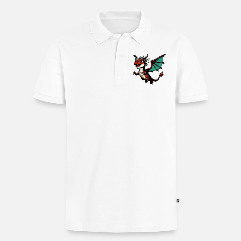 Drache - Männer Premium Bio Polo Shirt - Weiß