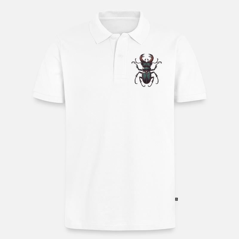 Hirschkäfer - Männer Premium Bio Polo Shirt - Weiß