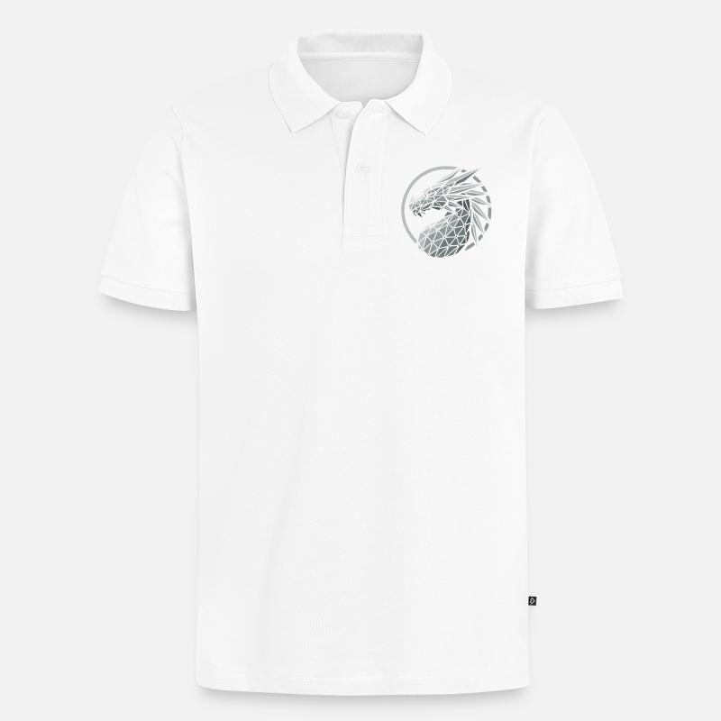 Blaue Polygone Drachenkopf - Männer Premium Bio Polo Shirt - Weiß
