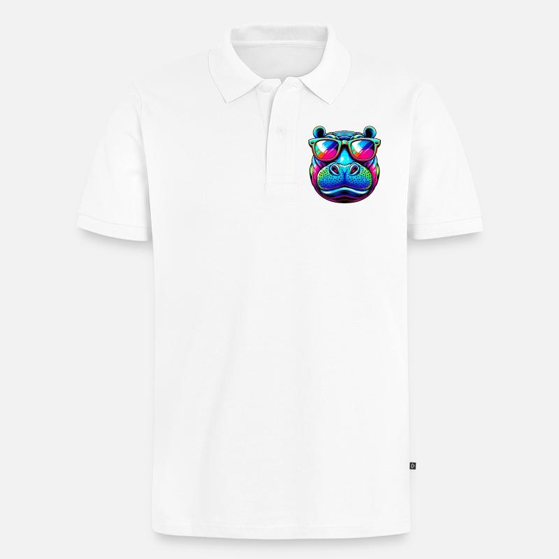 Nilpferd - Männer Premium Bio Polo Shirt - Weiß