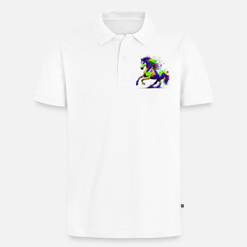 Pferd - Männer Premium Bio Polo Shirt - Weiß
