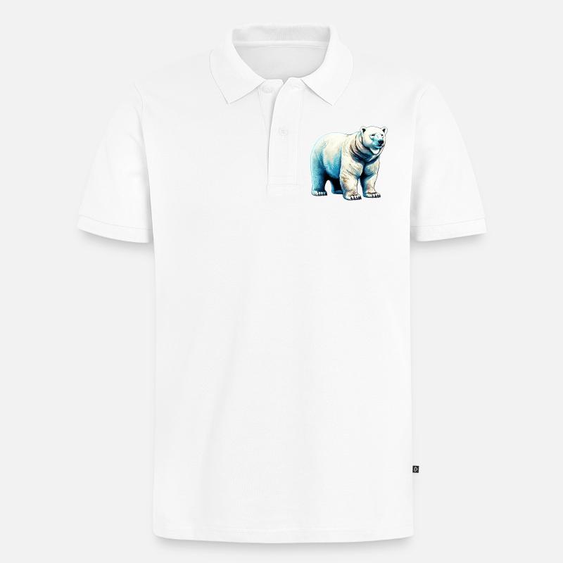 Weißer Eisbär - Männer Premium Bio Polo Shirt - Weiß