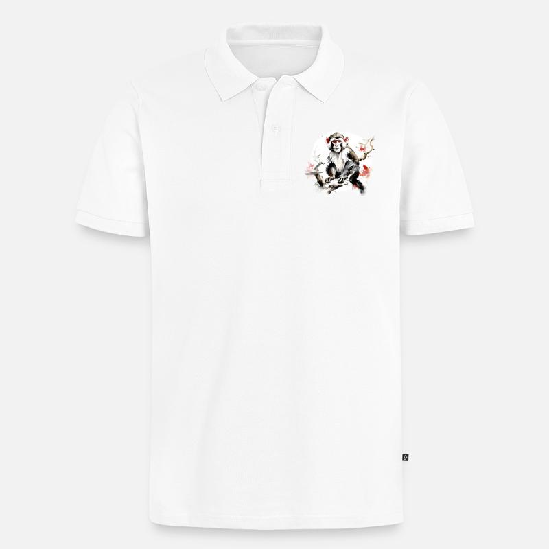 Chinesisches Sternzeichen Affe - Männer Premium Bio Polo Shirt - Weiß