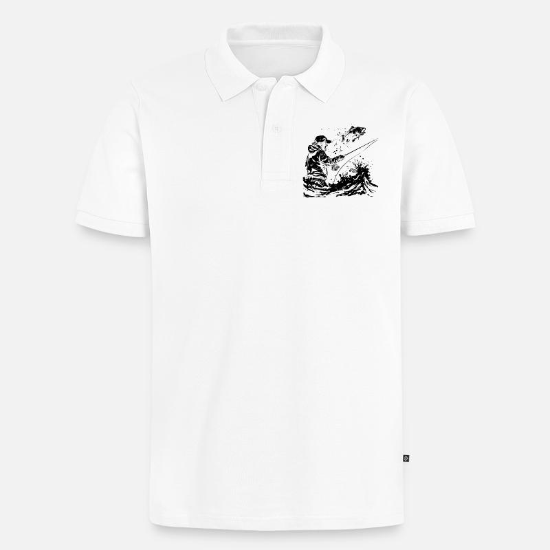 Dessin de pêche - Polo bio Premium Homme - blanc