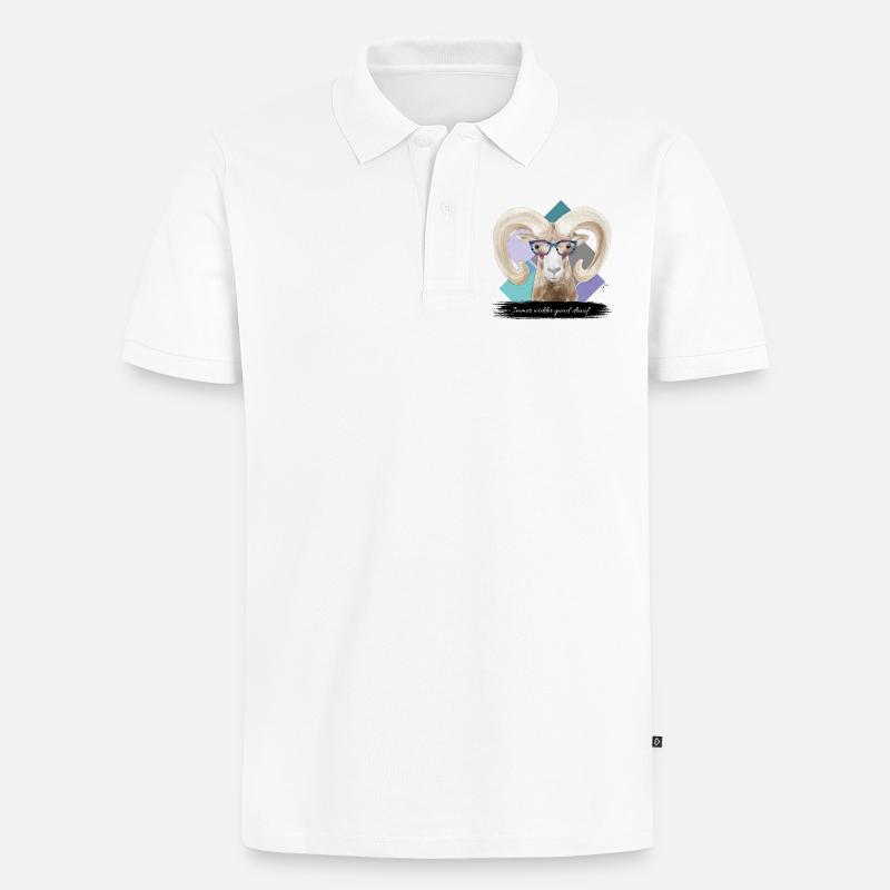 JvG Widder "Immer widder guad drauf." - Männer Premium Bio Polo Shirt - Weiß