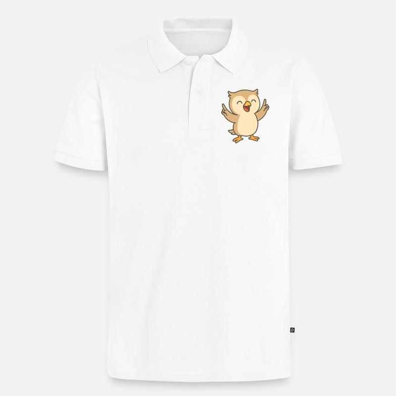 Gute-Laune-Eule - Männer Premium Bio Polo Shirt - Weiß