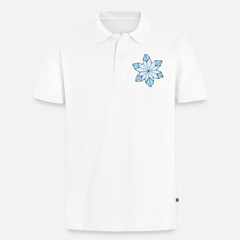Stilvolle Blaue Eisblume design - Männer Premium Bio Polo Shirt - Weiß
