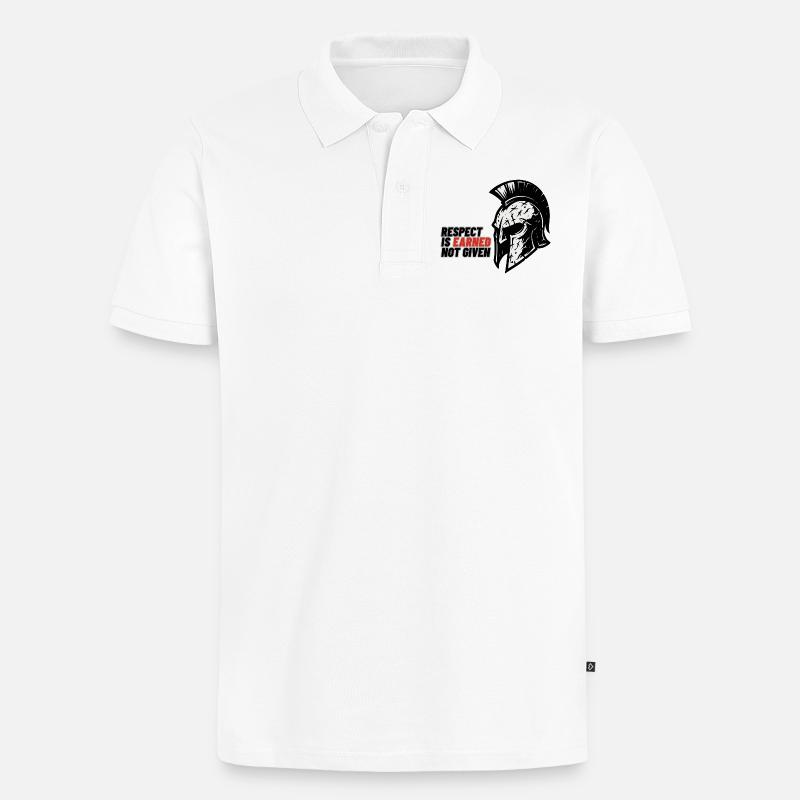 Respect Is earned not given – Spartanerhelm - Männer Premium Bio Polo Shirt - Weiß