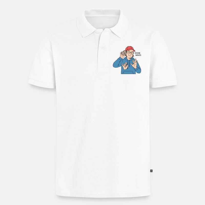 Gebärdensprache Ocean Waves - Männer Premium Bio Polo Shirt - Weiß