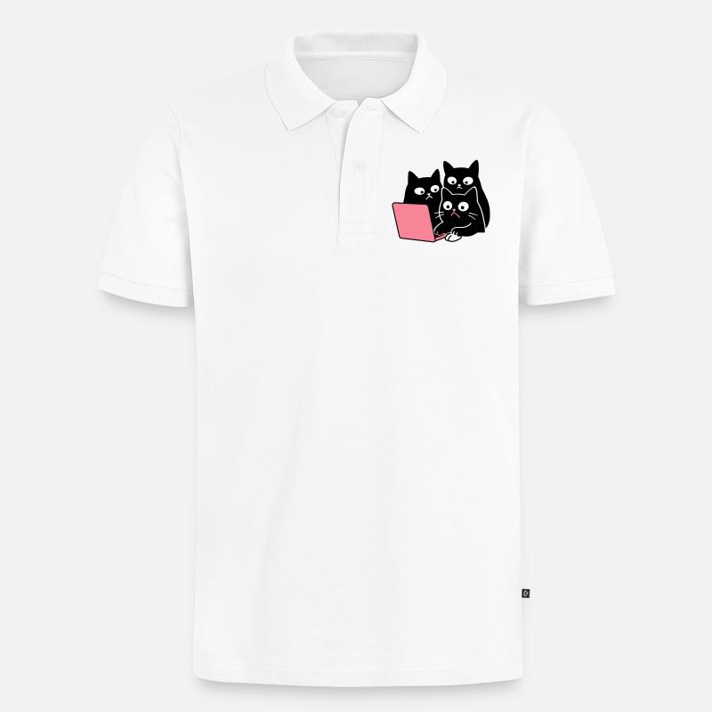Cute Catcontent - Männer Premium Bio Polo Shirt - Weiß