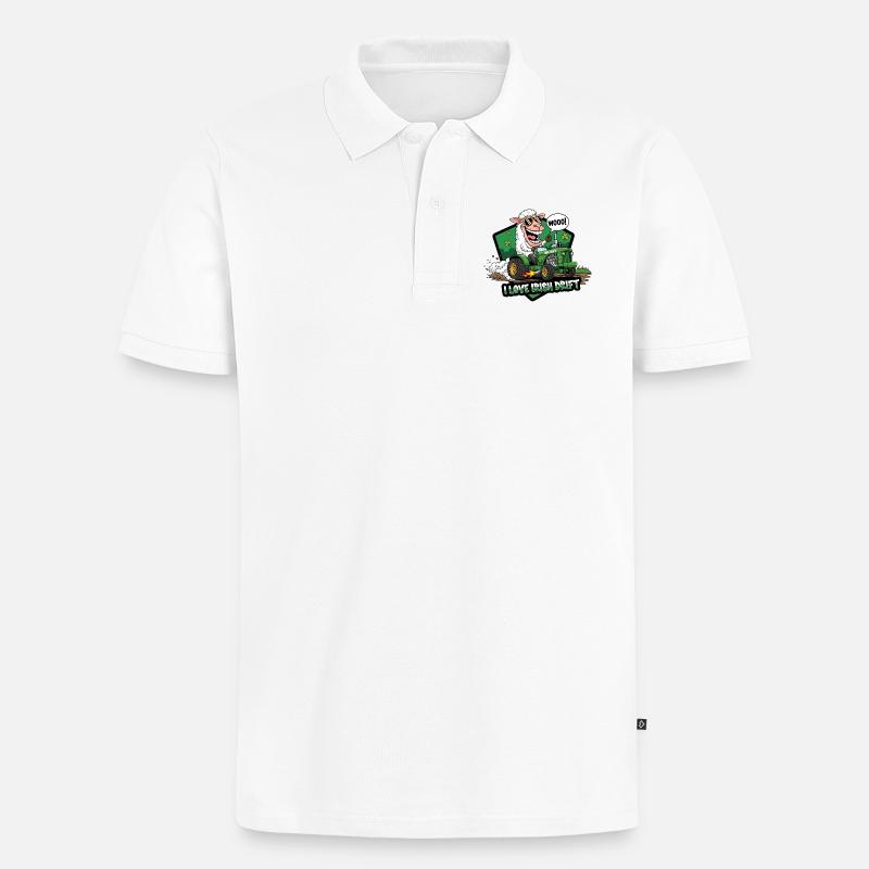 Irisches Drift Schaf Auto Design - Männer Premium Bio Polo Shirt - Weiß