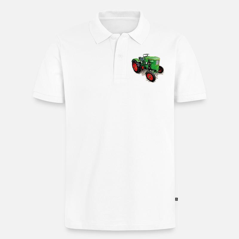 Legendärer Traktor Klassiker - Männer Premium Bio Polo Shirt - Weiß