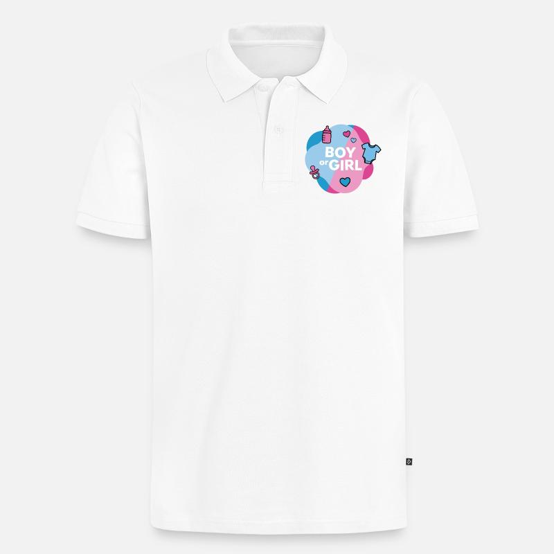 Geschlecht enthüllen Junge oder Mädchen - Männer Premium Bio Polo Shirt - Weiß