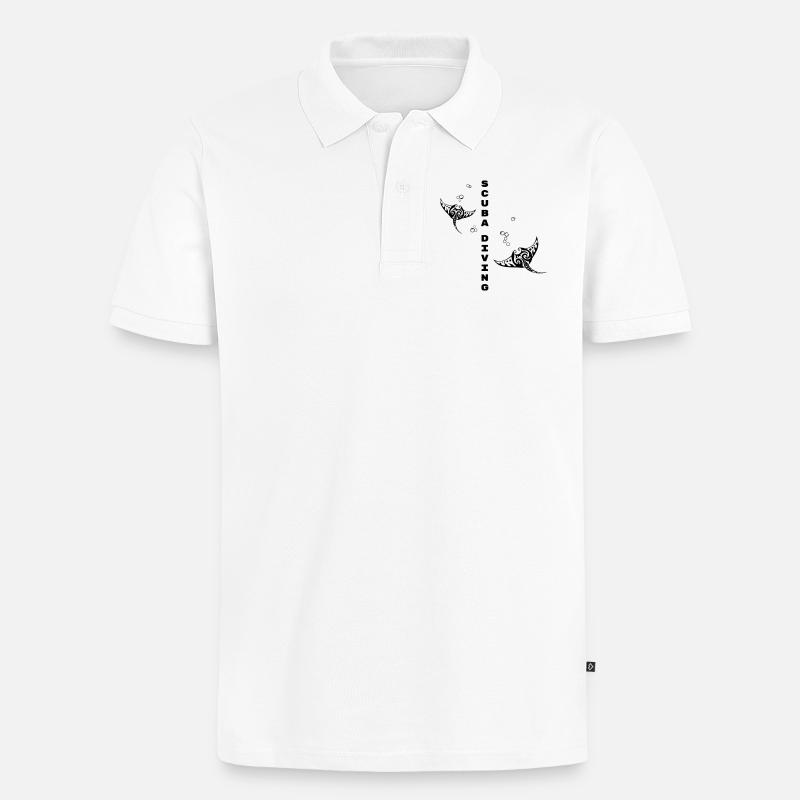 Tauchen – Stammes-Mantarochen-Design - Männer Premium Bio Polo Shirt - Weiß
