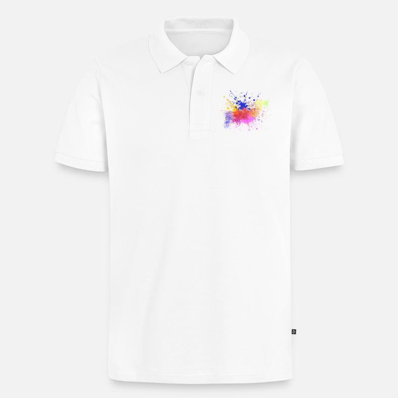 Farbige Farbspritzer Kunst Design - Männer Premium Bio Polo Shirt - Weiß