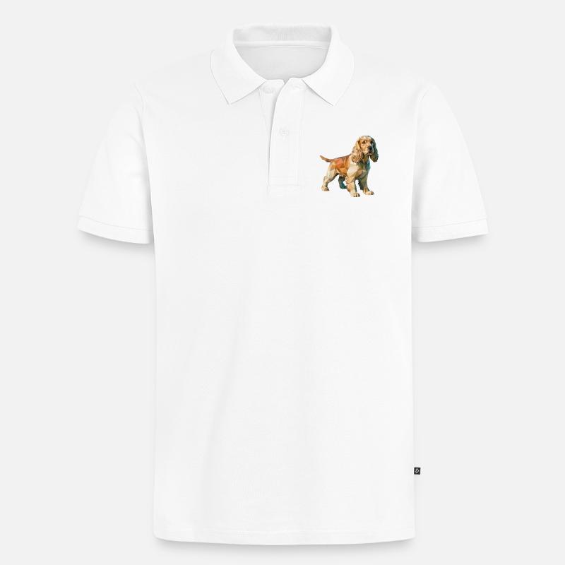 Cocker Spaniel - Cooles Low-Poly-Logo - Männer Premium Bio Polo Shirt - Weiß