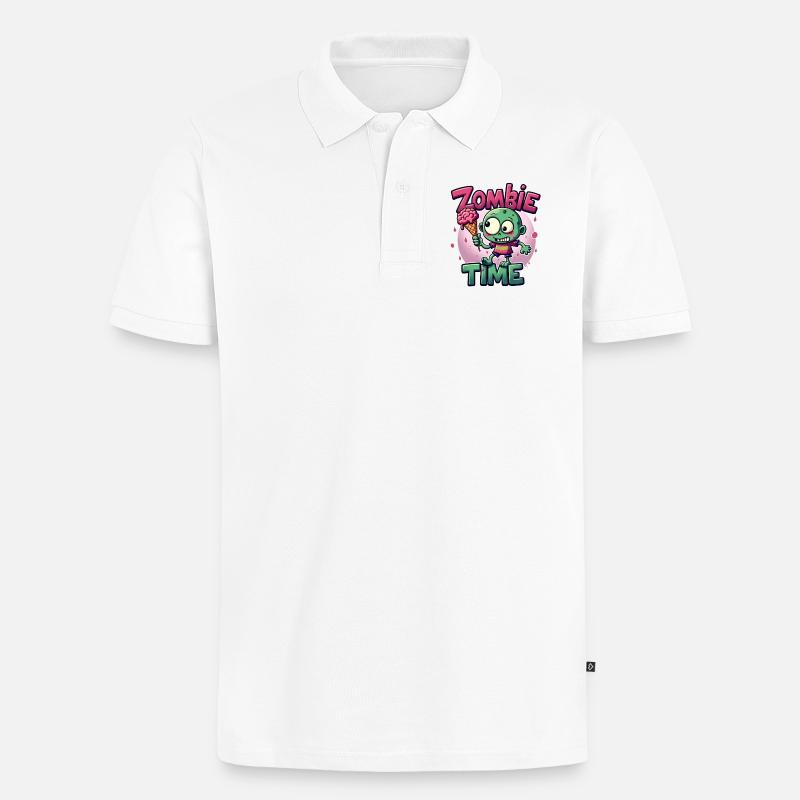 Zombie Time Eiscreme Comic - Männer Premium Bio Polo Shirt - Weiß