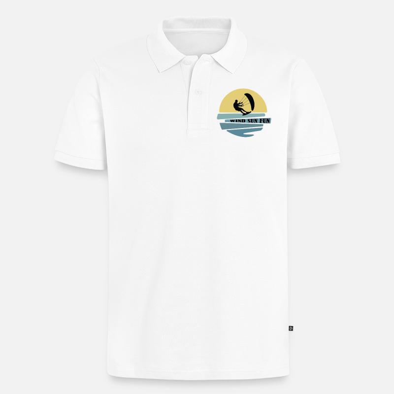 Wind Sonne Fun Kitesurfer - Männer Premium Bio Polo Shirt - Weiß