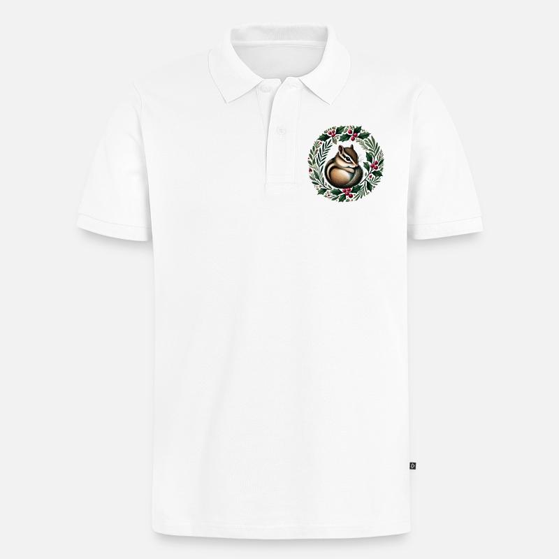 Stechpalmenkranz Eichhörnchen Charm - Männer Premium Bio Polo Shirt - Weiß