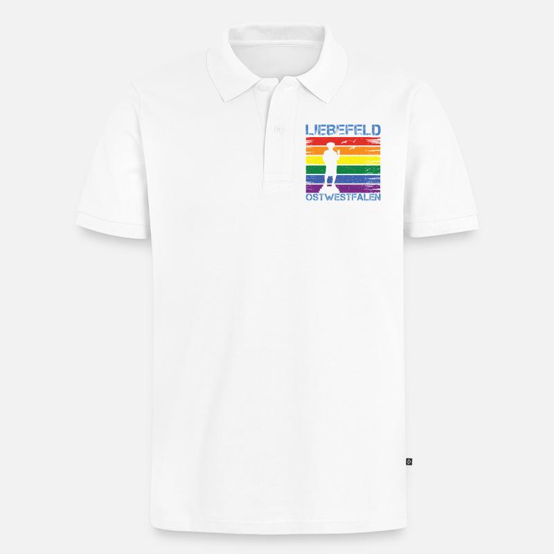 Liebefeld ❤ Leineweber PRIDE - Männer Premium Bio Polo Shirt - Weiß