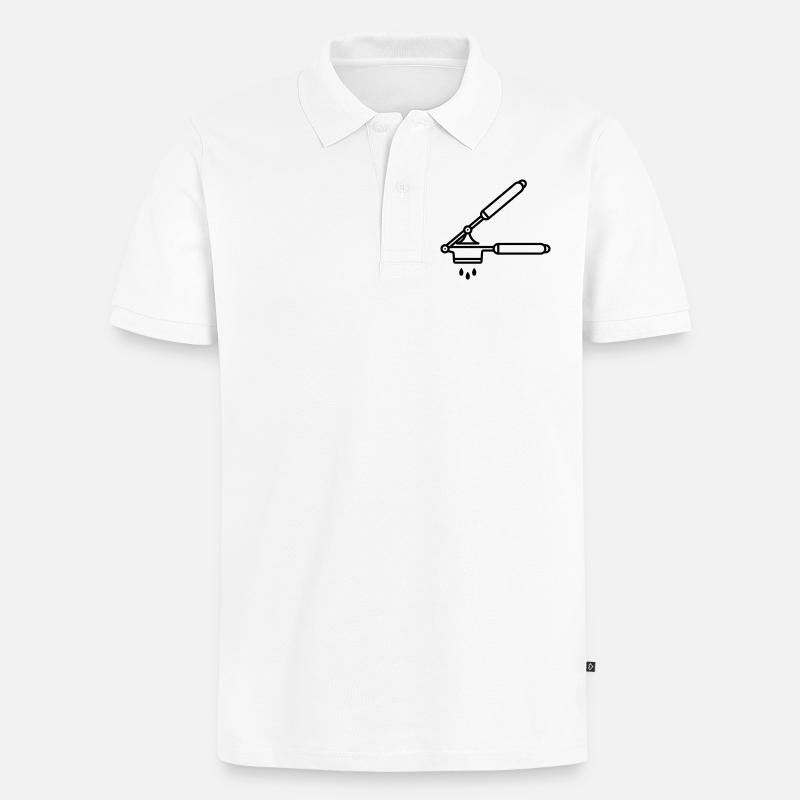 Knoblauch Presse oder Spätzle Presse - Männer Premium Bio Polo Shirt - Weiß