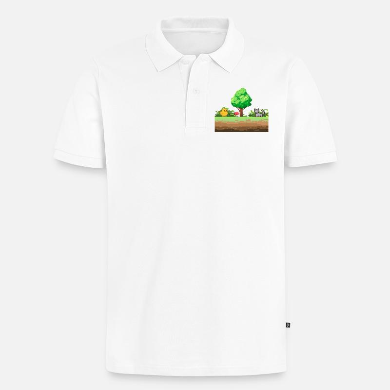 Pixelgarten Abenteuer - Männer Premium Bio Polo Shirt - Weiß