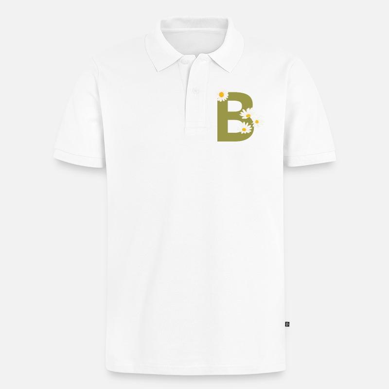 Buchstabe b grüne Gänseblümchen - Männer Premium Bio Polo Shirt - Weiß