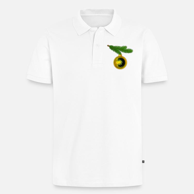Weihnachtskugel mit Krustenanemonen am Tannenzweig - Männer Premium Bio Polo Shirt - Weiß