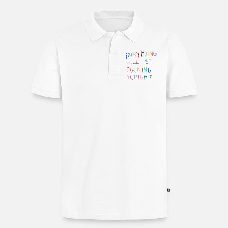Everything will be alright bunt  - Männer Premium Bio Polo Shirt - Weiß
